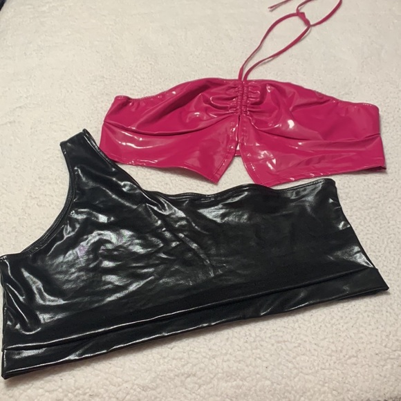 Shein Split Front PU Leather Halter Top, NWOT’s, Plus FREE Shirt, Size 3X (18) - Picture 3 of 14
